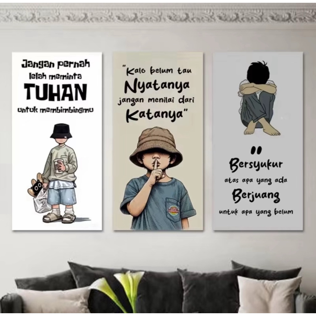 Hiasan Dinding Kamar Aesthetic Kata Kata Motivasi Poster Kayu MDF Walldecor 10x20cm Pajangan Kamar