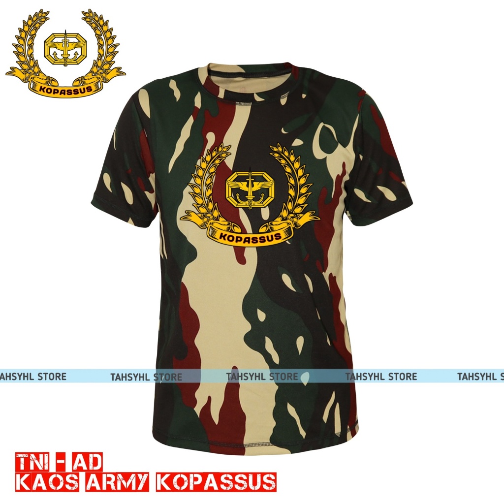 Jual Kaos Distro Army Kopassus Lambang Padi Komando | Bahan Drifit ...