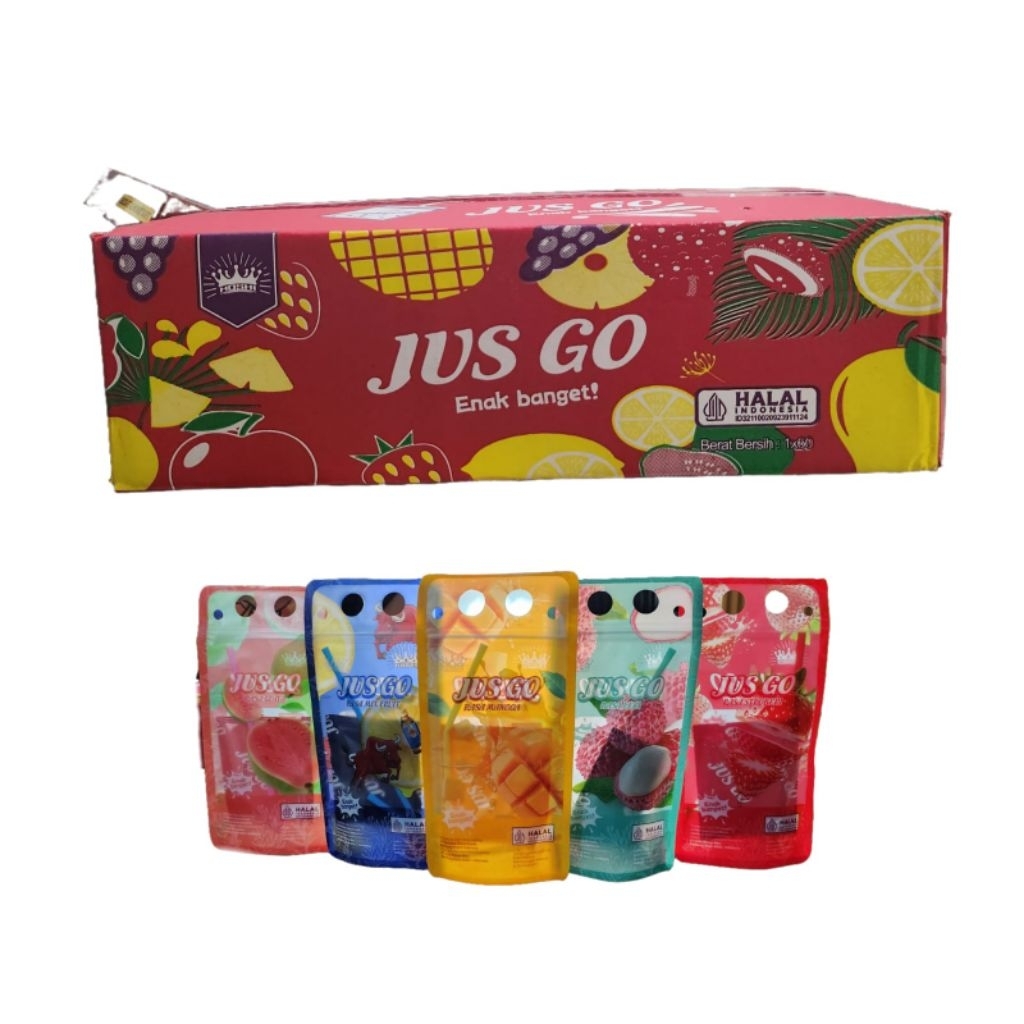 Jual 1 DOS ISI 60 PCS JUS GO MIX 5 RASA | RASA MIX FRUIT, MANGGA, LECI ...