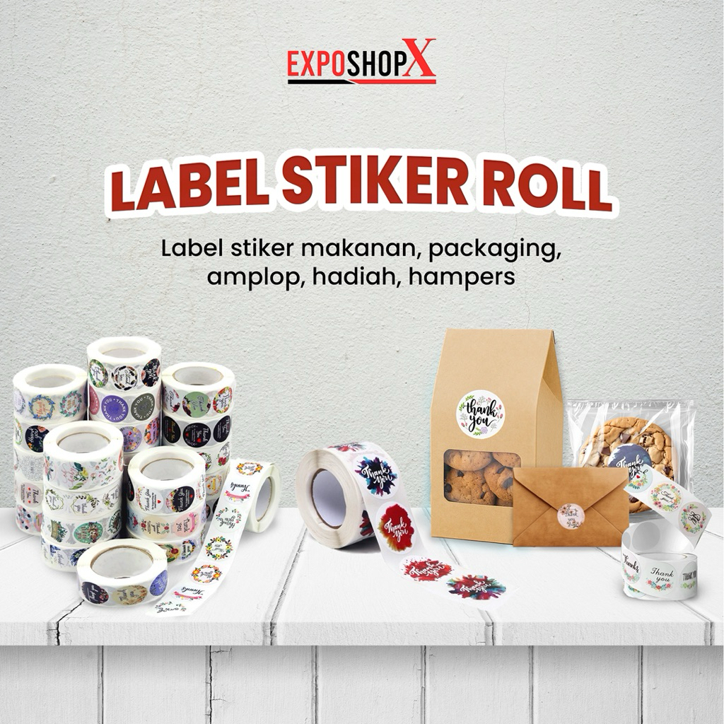 Jual Label Sticker Thank You Dan Karakter Lucu ROLL ISI 500PCS ...