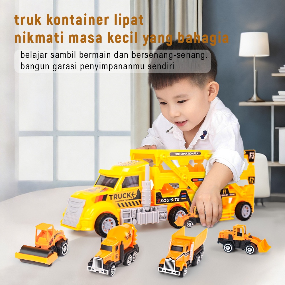 Jual Tatajoy Mainan Mobil Truk Kontainer 6 IN 1 Pull Back Kendaraan ...