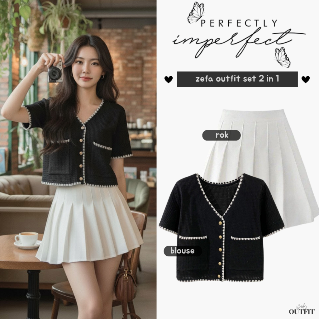 Jual Outfit Korean Style 2IN1 Kekinian ( Blouse Korea + Rok Mini Pendek ...