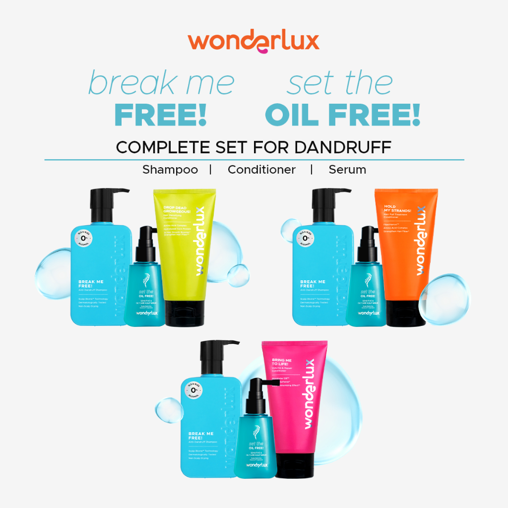 Jual [Complete Set Anti Dandruff] Wonderlux Break Me Free Shampoo ...