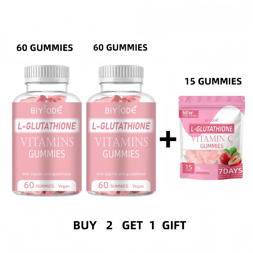 Jual BIYODE Halal | PLUS-Glutathione | 24H BIYODE Glutathione GUMMIES  Beauty Gluta bright Glutathione Biotin | Vitamin C D Vitamin E Vitamin B2  Vitamin B6 Vitamin B12 Zinc Omega-3 Whitening(Satu botol 60
