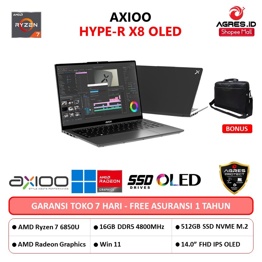 Jual AXIOO HYPE-R X8 OLED RYZEN 7 6850 16GB 512GB W11 14.0FHD IPS BLIT ...