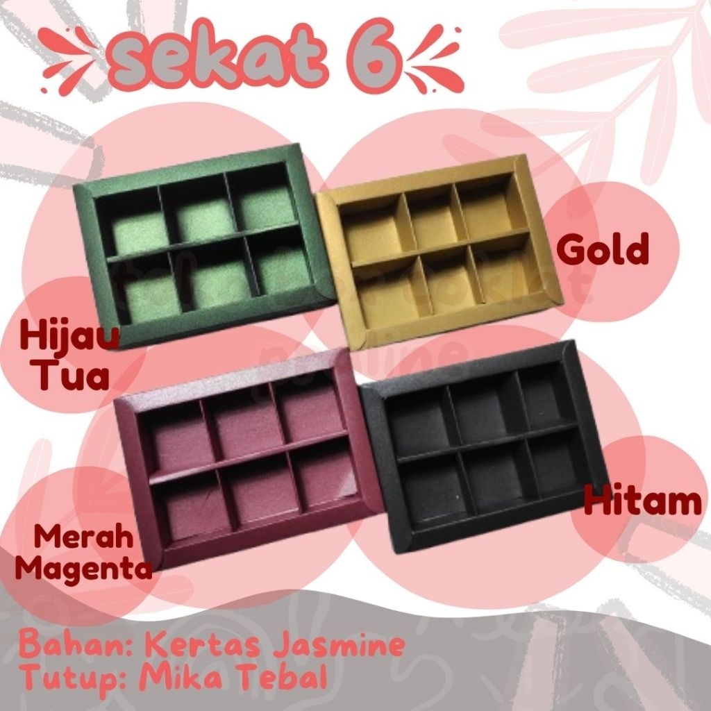Jual Box coklat Praline sekat 6 | box macaron | KOtak nastar \ kotak ...