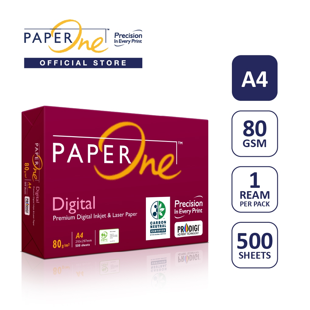 PaperOne Kertas A4 80gr Digital Carbon Neutral 1 Rim (500 lembar) Kertas HVS