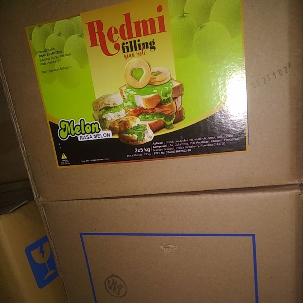 Jual selai jelly filling isian merk REDMI rasa melon per dus isi 10 kg ...