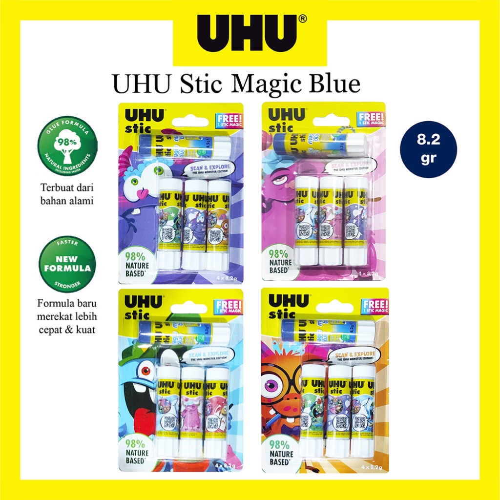 Jual UHU Lem Stick 8.2 Gram Set 3 Gratis 1 UHU Magic | Shopee Indonesia