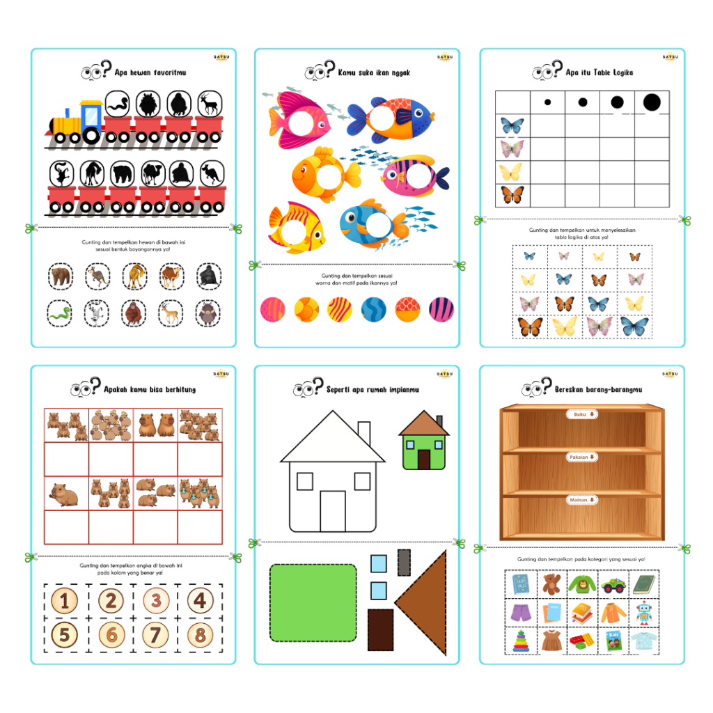 Jual 41 Lembar Aktivitas Gunting Tempel / Worksheet Gunting Tempel Anak ...