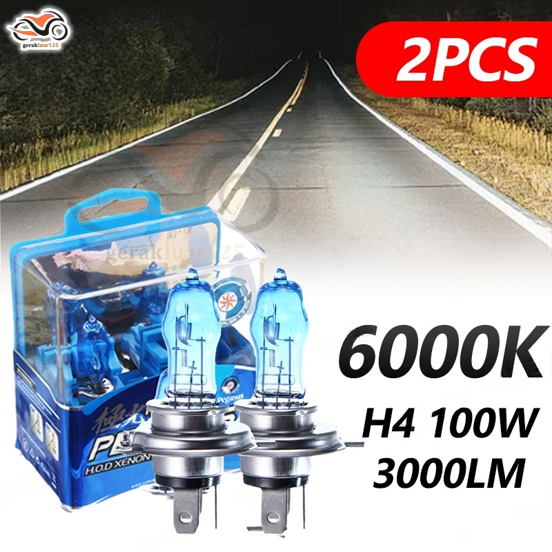 Lampu Depan Mobil LED Super Terang 2PCS Lampu Halogen H4 100w 12v 6000k Warna Putih