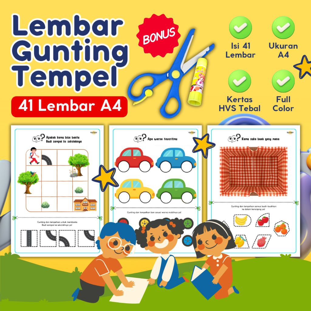 Jual 41 Lembar Aktivitas Gunting Tempel / Worksheet Gunting Tempel Anak ...