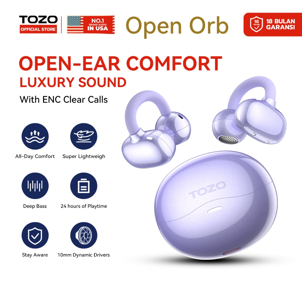 Jual Tozo OpenOrb Open-Ear tws ear clip Earphones Sport Work Headset ...