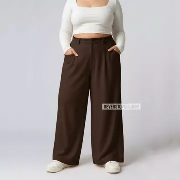 Celana ELENA Kulot Wanita High Waist Jumbo Bahan Semiwol – Loose Pants Korea Casual Formal Anti