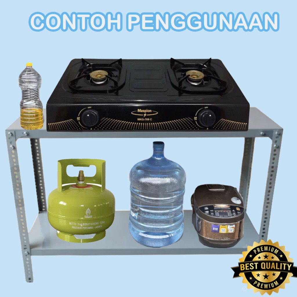 Jual Meja Kompor Gas Portable Bongkar pasang 2 Tungku Rak Kompor 2 ...