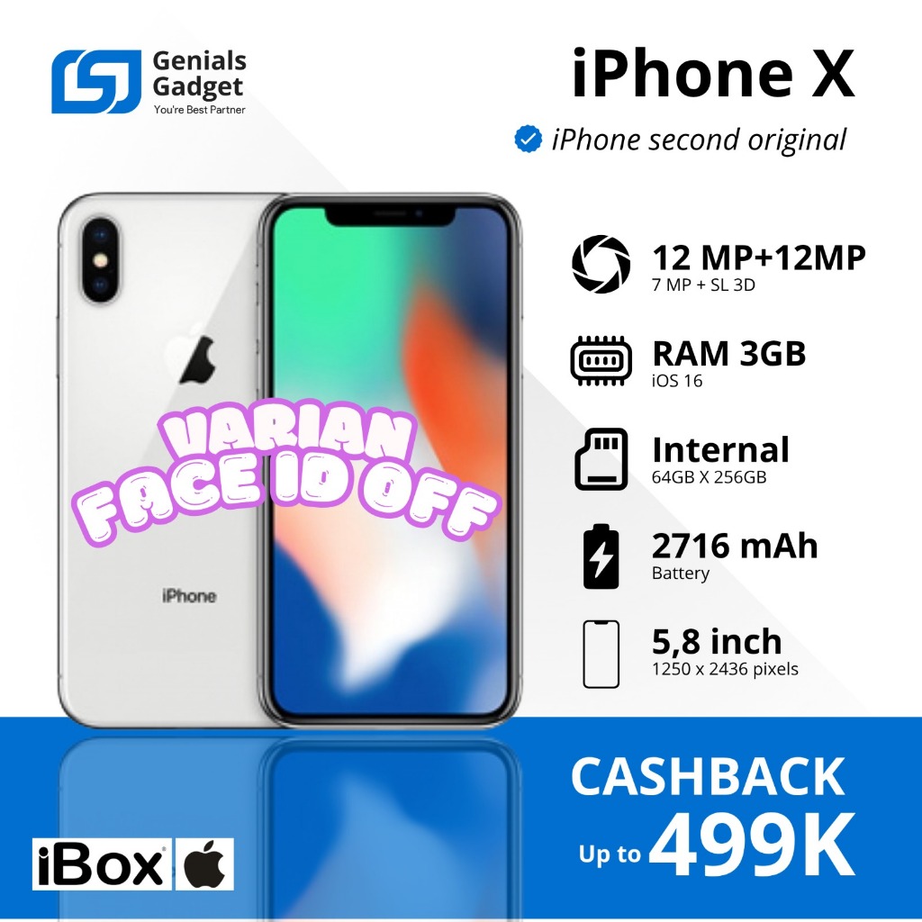 Jual GG - Apple iPhone X 64gb 256gb Garansi Fulllset Resmi - FACE
