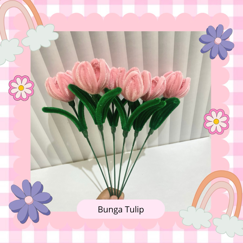 Jual [[ SIMPLE TULIP ]] Bunga Kawat Bulu Satuan / Bunga Kawat Bulu 1 ...