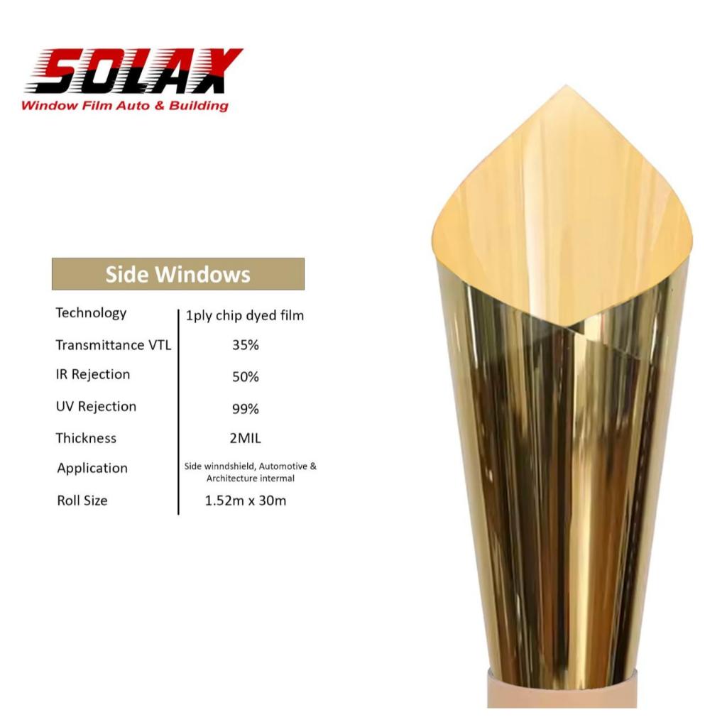 Jual ROLL KACA FILM RIBEN GOLD SOLAX / WINDOW FILM GOLD TEBAL 2MIL ...