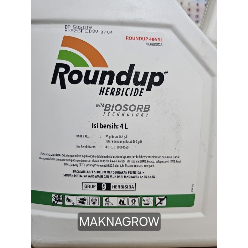 Jual Racun rumput HERBISIDA ROUNDUP 486SL 4 liter Asli | Shopee Indonesia