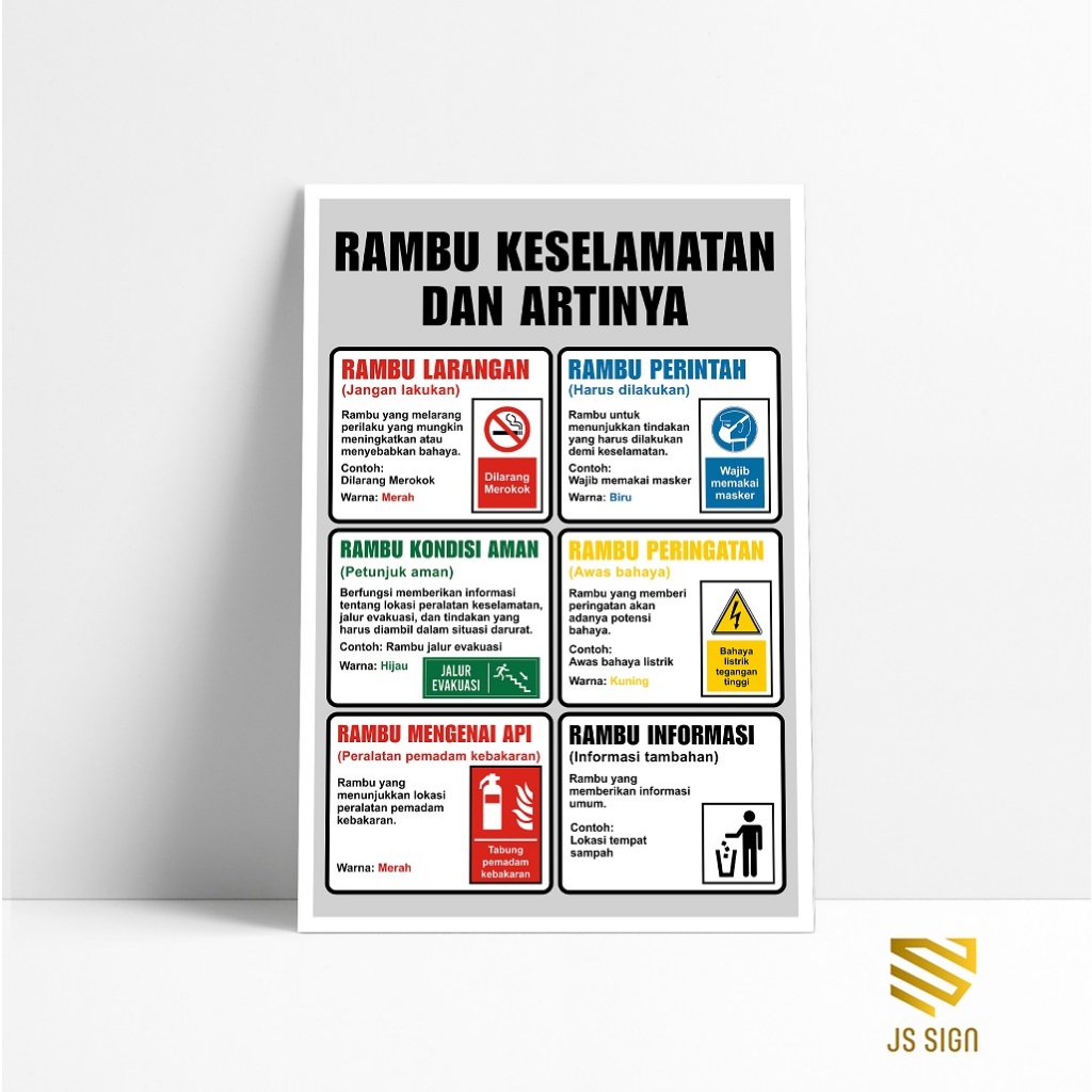 Jual Poster Safety K3 - RAMBU KESELAMATAN DAN ARTINYA | Shopee Indonesia