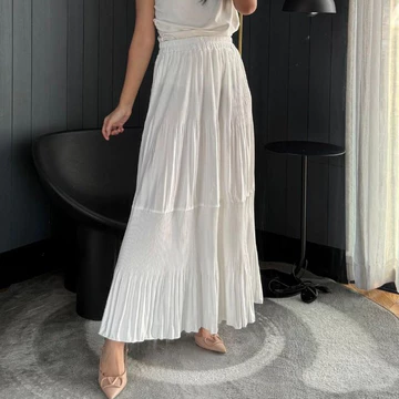Rok Susun Plisket 2 Tingkat Premium Bawahan Wanita Maxi Rok Pesta Panjang Kantoran Pleated 2