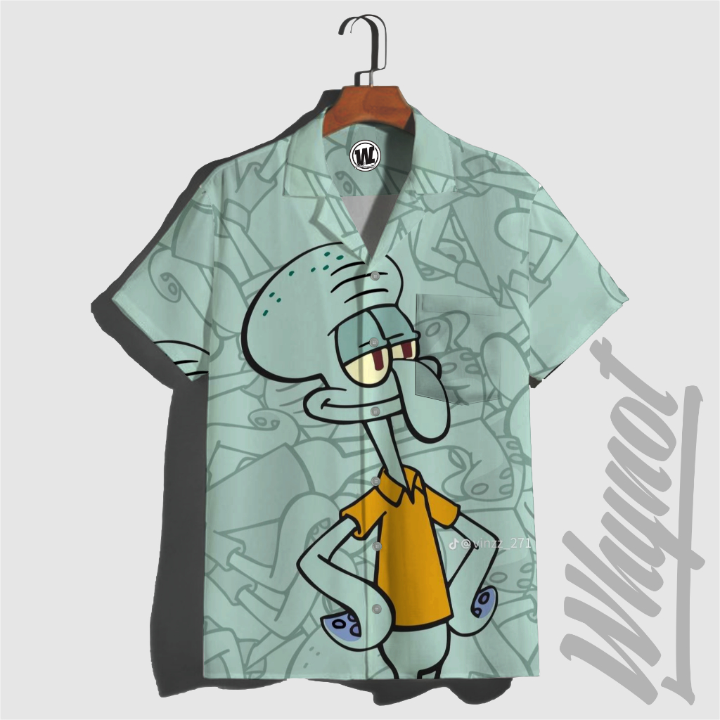 Jual WHYNOT - Kemeja Full Print Motif Squidward Full Color - KUALITAS ...
