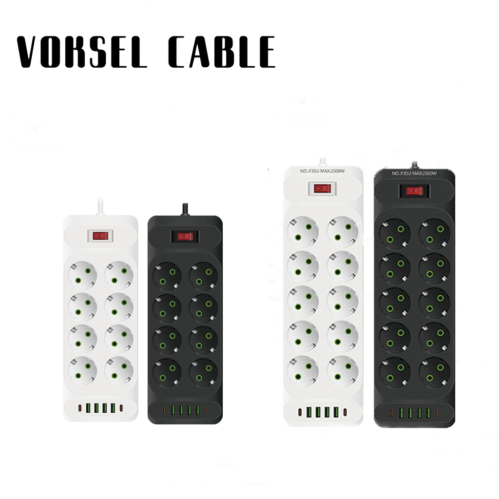 Jual Voksel Cable 2500W Soket Listrik Eropa Power Socket Stop Kontak ...