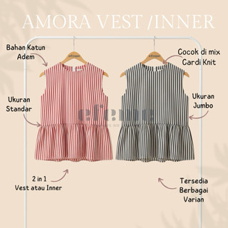 Jual Efeme - Amora Vest Inner Peplum-Top Inner Cardigan Stripe Rompi ...