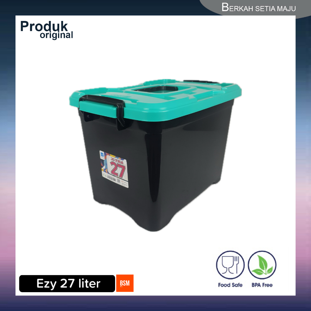 Jual Kotak Penyimpanan Ezy Cb 27 Liter Box Container Plastik Hitam ...