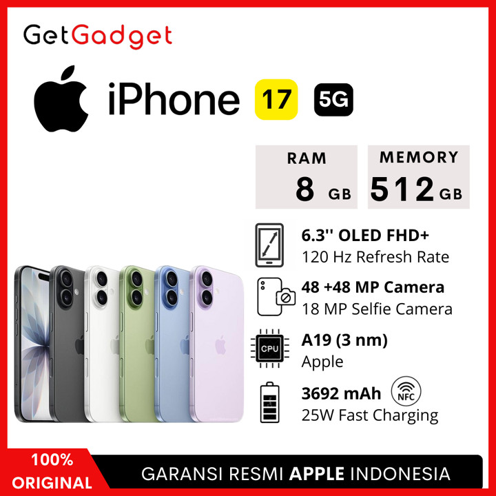 Apple iPhone 17 - 256GB 512GB - New Baru Original Garansi Resmi Indonesia GDN iB