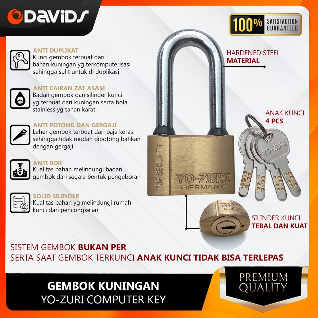 Jual Gembok Pagar Kuningan Anti Maling Potong Karat Air Pintu Rumah ...