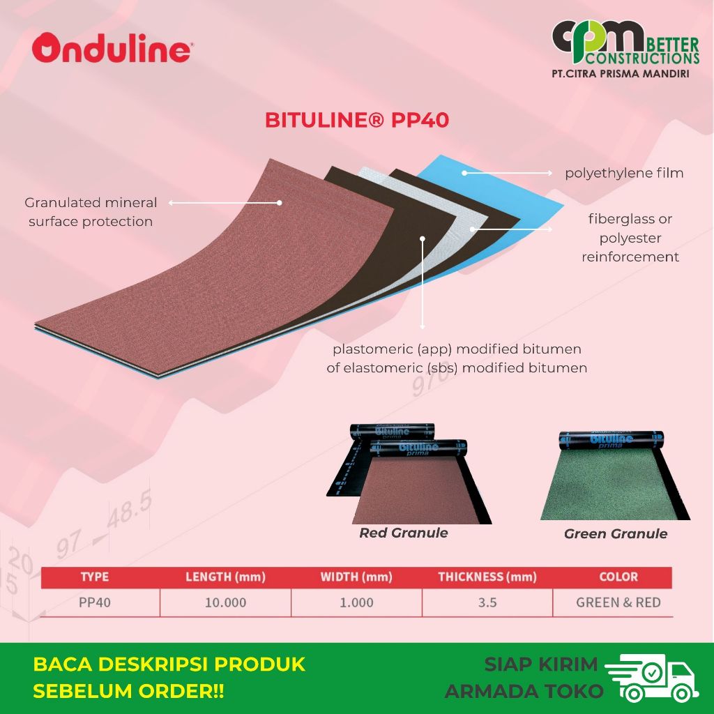 Jual ONDULINE - BITULINE Waterproofing Membrane Bakar TP300 / PP40 ...