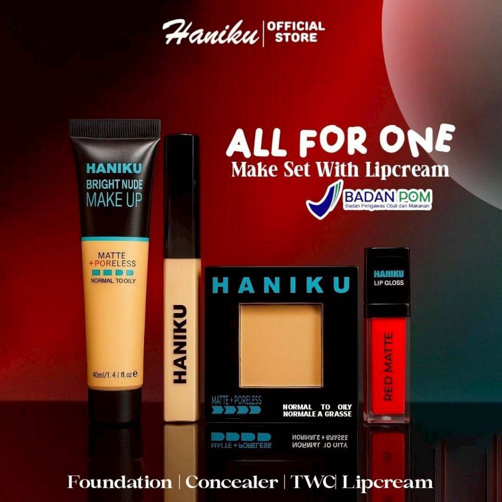 Jual HANIKU Bright Nude Make UP 4 In 1 Matte +Poreless Normal To Oily ...