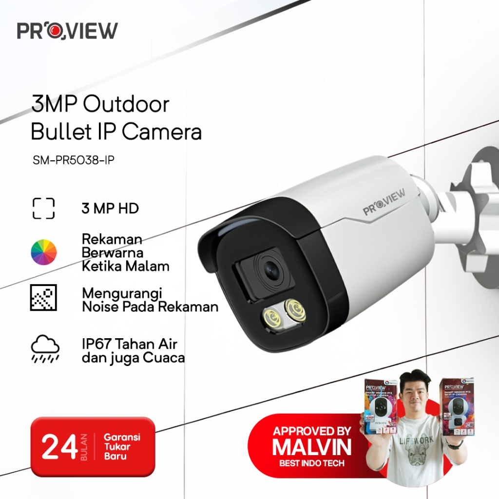 Jual PROVIEW CCTV IP Cam Outdoor SM-PR5038-IP 3MP 1080p FHD IP67 Color ...