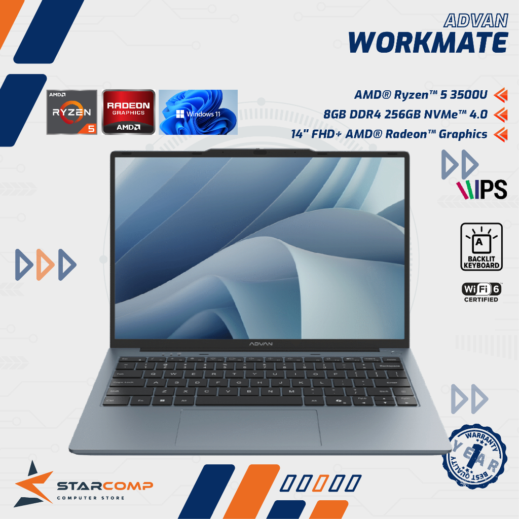 Jual ADVAN Workmate Ryzen 5 3500U 8GB SSD 256GB 14