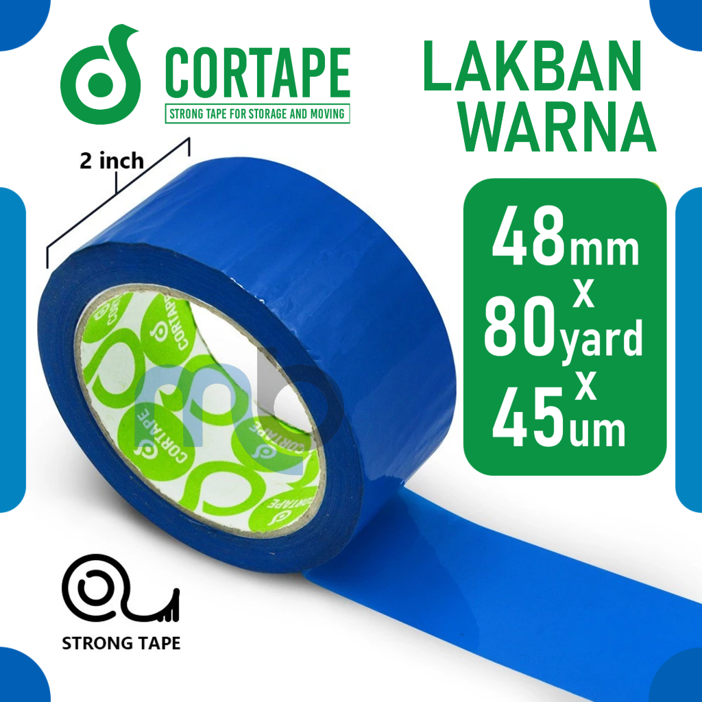 Jual Lakban Cortape Warna BIRU 2inch 48mm x 80yard lakban / Selotip ...