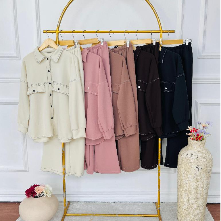 Beautyhijab AMANDA Setelan Wanita Knit Premium Korean Style Outfit Loose Casual Jumbo LD 120-130 Terbaru 2026