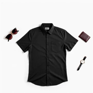 Kemeja Pria Lengan Pendek Polos Slimfit Atasan Hem Cowok Laki Hitam Putih