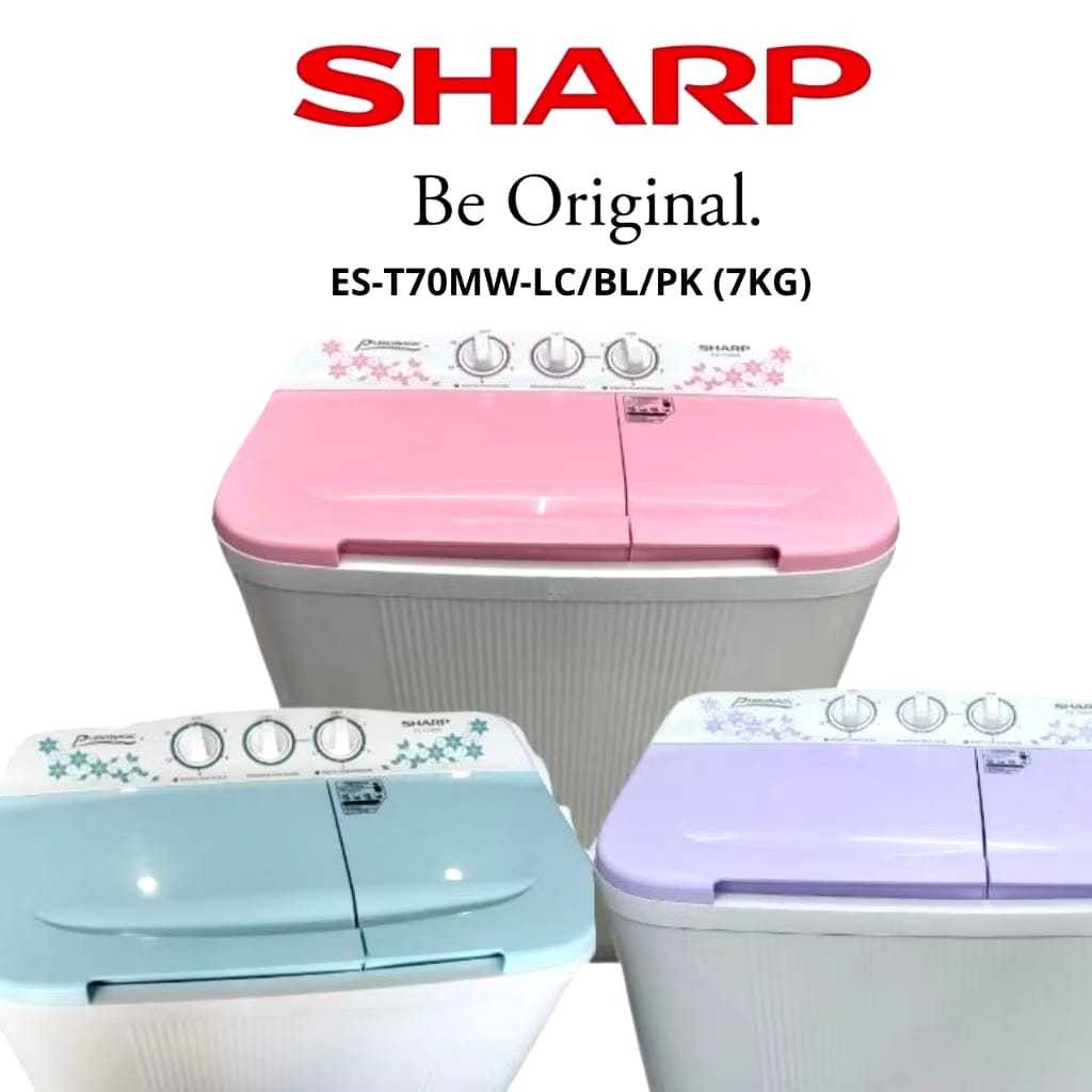 Jual Mesin Cuci 2 Tabung Sharp EST 70 MW Cuci dan Kering Low Watt 7 KG ...