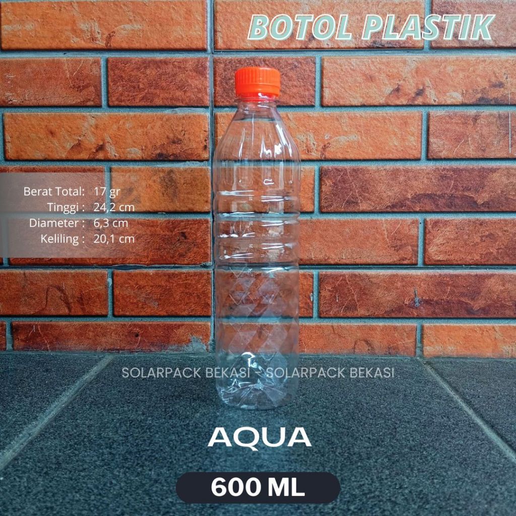 Jual Botol plastik PET 600ml aqua minuman mineral jus susu kopi tutup ...