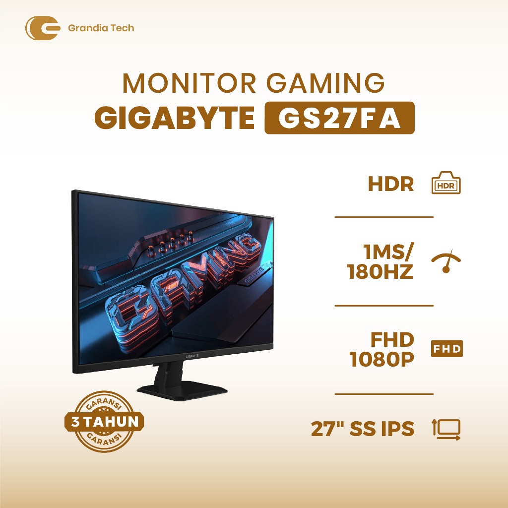 Jual GIGABYTE MONITOR GAMING GS27FA 27 inch FHD IPS 180Hz 1ms Super ...