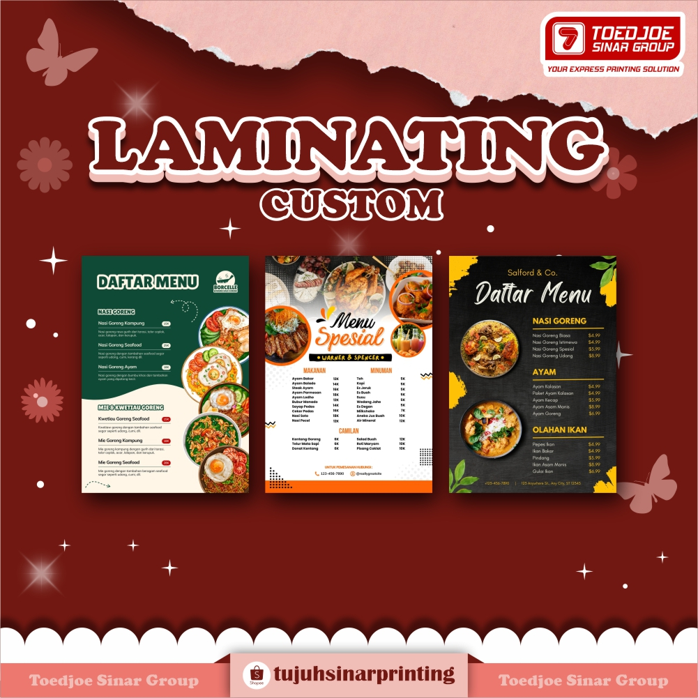 Jual Cetak Menu Makanan Bahan Laminating | Shopee Indonesia