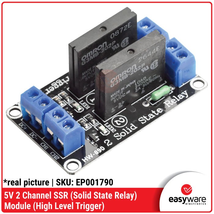 Jual 5V 2 Channel SSR Solid State Relay module high level trigger ...