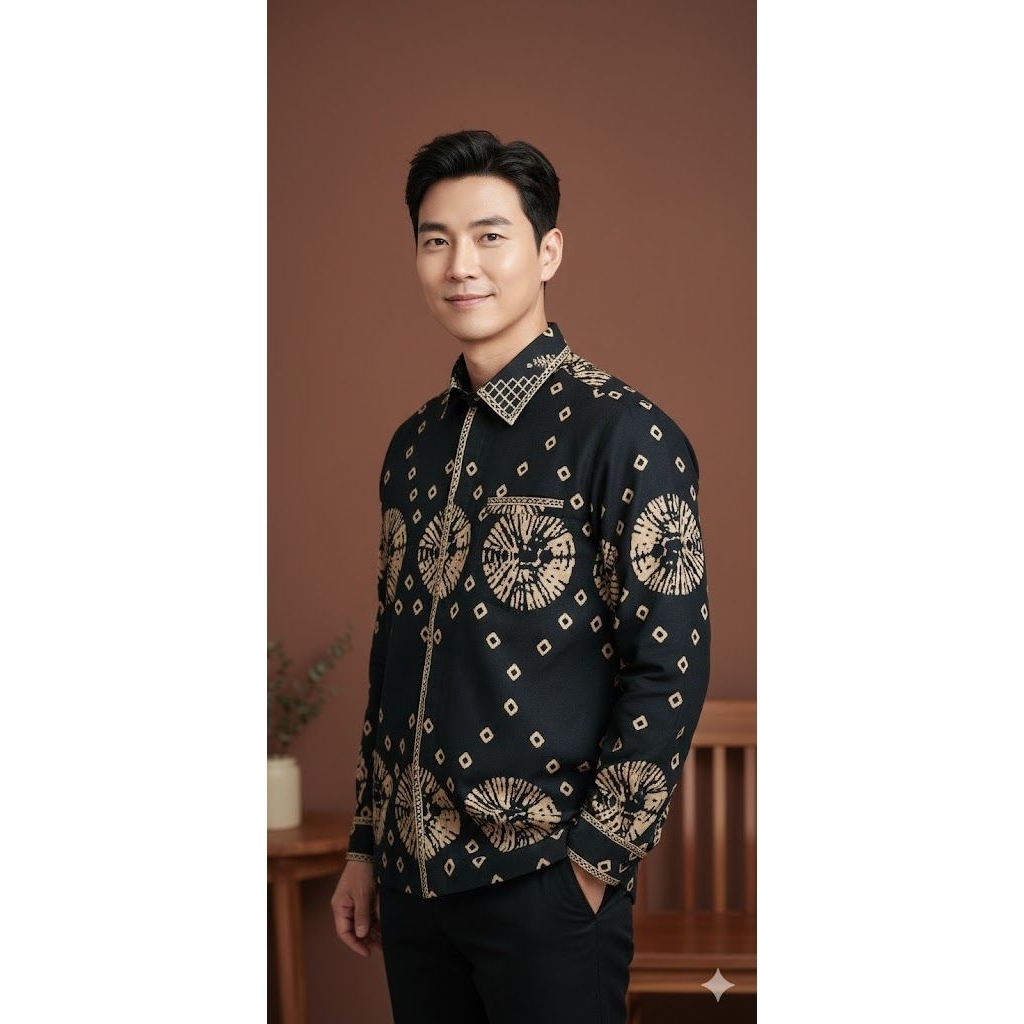 Jual kemeja batik bahan katun lengan panjang jaitan smok bordir,full ...