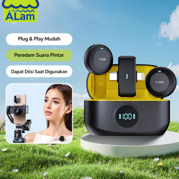 ALAM Mic Clip Wireless Q8 2 Mic Lavalier Mini Noise Reduction Mikrofon Wireless Type C IOS Plug