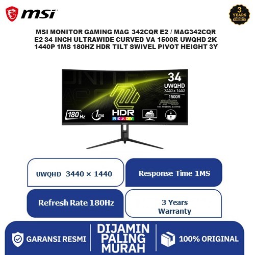 Jual Msi Monitor Gaming Mag 342Cqr E2 / Mag342Cqr E2 34 Inch Ultrawide ...