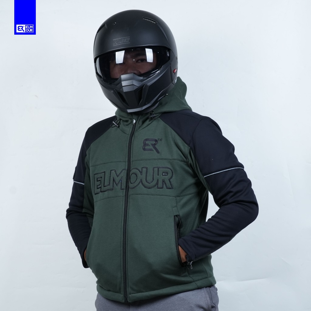 Jual Elmour jaket motor riding hoodie MotoTech Softshell Tebal hangat ...