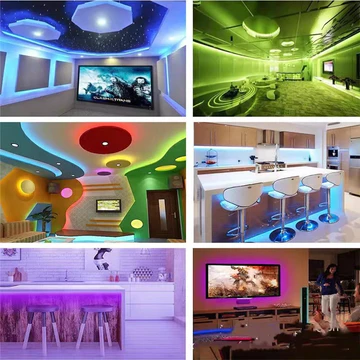Lampu Led Strip Rgb Warna Warni 28355050 Komplit Set Adaptor Remote Waterproof