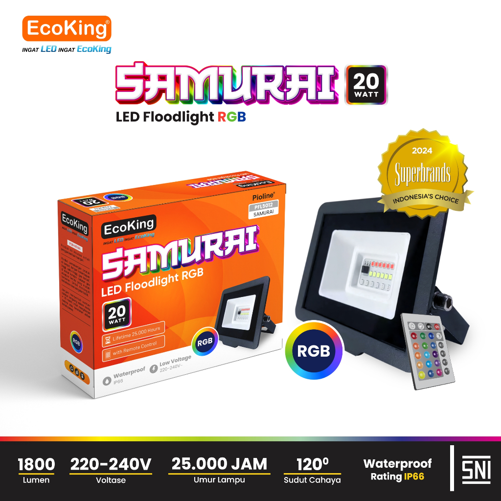 Jual EcoKing LED Samurai Flood Light Lampu Sorot 20W RGB (SAMURAI ...