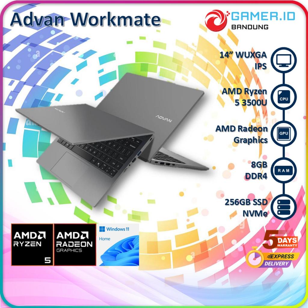 Jual ADVAN WORKMATE AMD RYZEN 5 3500U 8GB 256GB 14